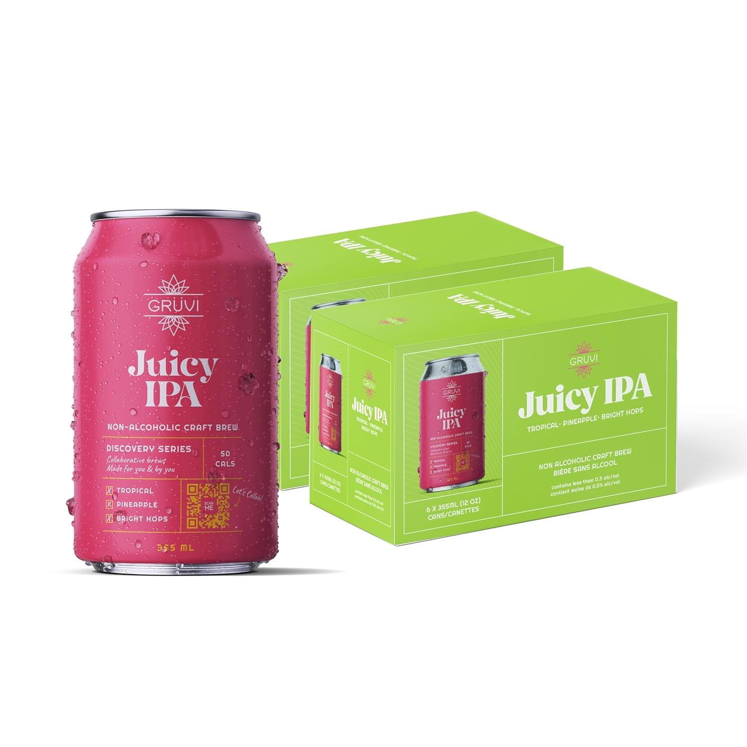 Juicy IPA NonAlcoholic Craft Beer, 60 Calories, Contains Less than 0.5