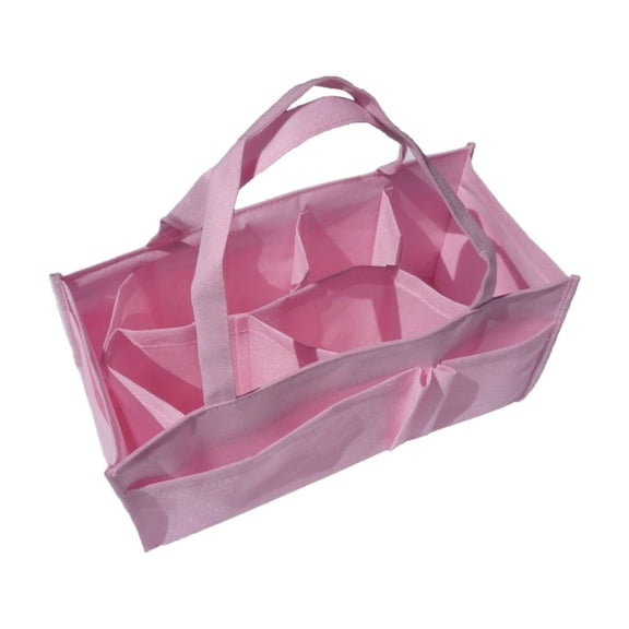 Craft Organizer Tote Bag, Craft Caddy with Side Pockets & Front Elastic Pockets, Foldable Large Capacity Supply Storage Bag, Easy to Clean for Sewing, Knitting, Painting and Travel,Pink