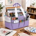 thumbnail image 1 of LAVFOX Craft Organizer Tote Bag, Portable Art Storage Caddy with Multiple Pockets, Lilac, 1 of 8