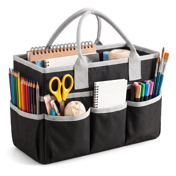 Craft Organizer Tote Bag Oxford Fabric Art Supply Organizer Bag for Art Supplies with Pockets and Handles Carrying Case for Teacher Office Drawing Book Notebook