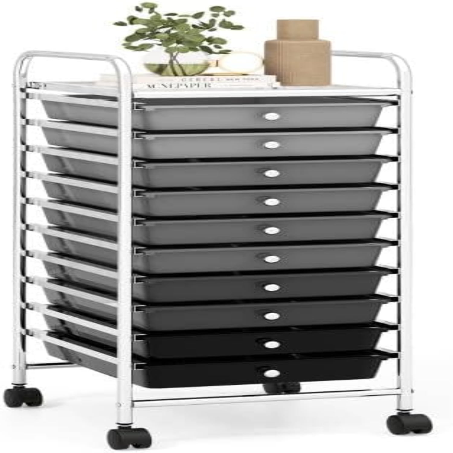 Craft Organizers and Cart - Rolling Cart with 10 Drawers Lockable ...