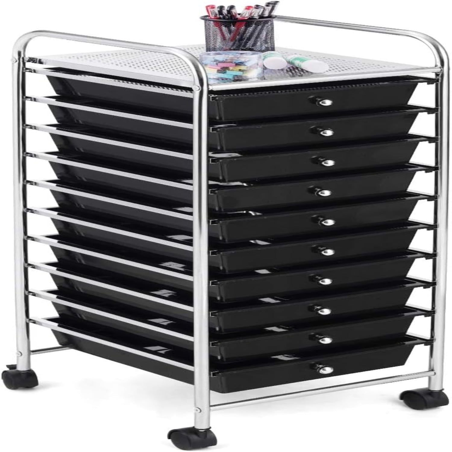Craft Organizers and Cart - Rolling Cart with 10 Drawers Lockable ...