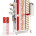 thumbnail image 1 of Craft Organizers and Storage Christmas , Ribbon Holder Rack , Rolling Wrapping Paper Cart Station Organizer Gift Wrap Storage , Gift Wrapping Station with 12PCS Slap Bands, 1 of 7