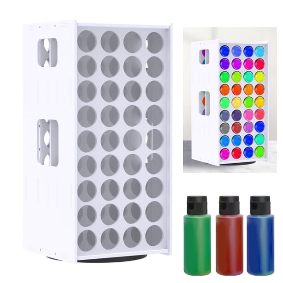 Craft Paint Storage Rack 72 Holes 360 Degree Spinning Portable Organizer For 2oz Bottles (white )