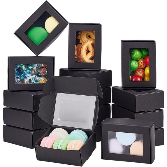 Craft Paper boxes with Windows Rectangle Black 6.2x8.7x3cm