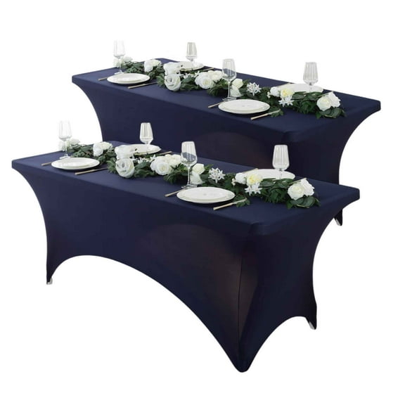 <new_title>Craft And Party Fitted Stretch Wrinkle-Free Washable 4ft Navy Blue Spandex Tablecloths</new_title>