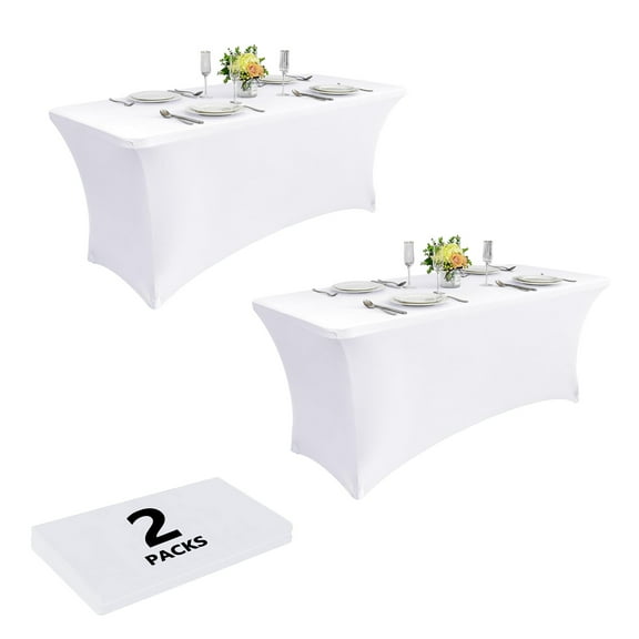 Craft And Party 8ft White Spandex Fitted Tablecloth