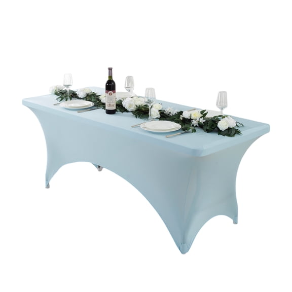 Craft And Party Fitted Stretch Wrinkle-Free Washable 4ft Light Blue Spandex Tablecloths