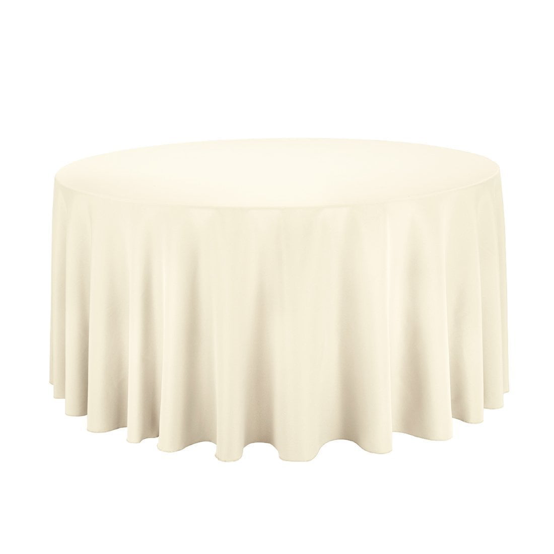 Ivory 120-Inch Round Polyester Fabric Tablecloth