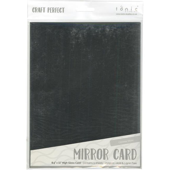 Craft Perfect Mirror Cardstock 8.5"X11" 5/Pkg-High Gloss Chrome Silver