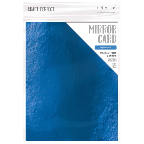 Craft Perfect Mirror Cardstock 8.5"X11" 5/Pkg-High Gloss Imperial Blue