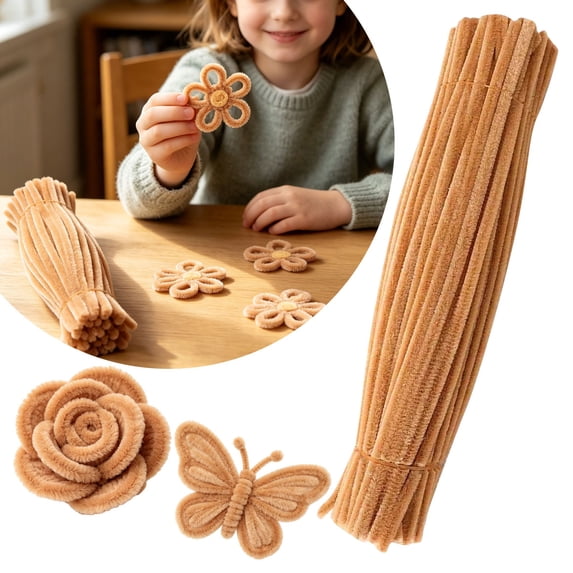 Craft Pipe 100 PCS for Crafts, DIY Arts Crafts Decorations, Solid Color Craft Sticks Set for Flower Making, Crafting Supplies for Home Decor and Festival Projects, Bendable Pipe for Art Projects