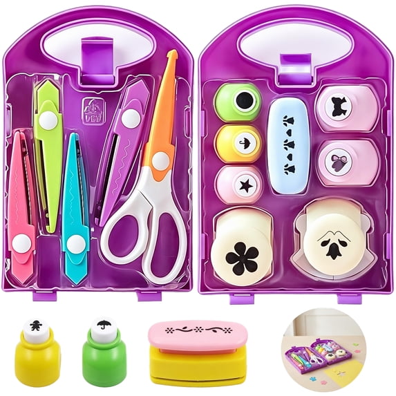 Craft Punch Set for DIY, Paper Shape Punches, Decorative Edge Scissors ...