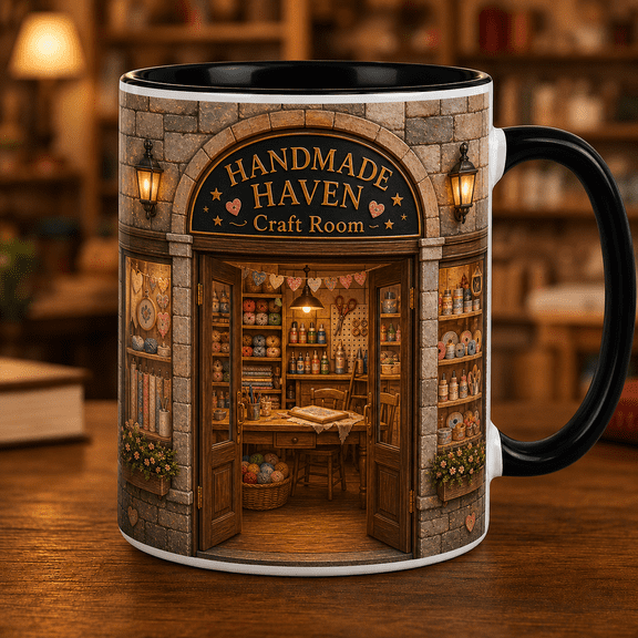 Craft Room Ceramic Mugs, Bookstore Accent , Handmade Lover Gift for Crafters