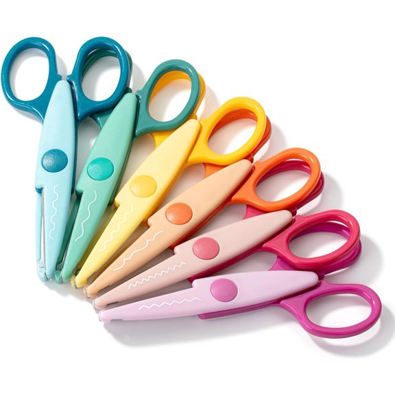 Craft Scissors Decorative Edge, 6 Pack, Bright Zig Zag Scissors | for Crafting, Scrapbooking, Fancy Pattern Design