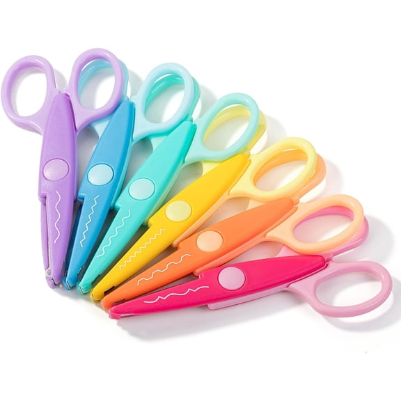 Craft Scissors Decorative Edge, 6 Pack, Candy Colors, Zig Zag Scissors for Crafting