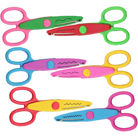 Craft Scissors Decorative Edge Set, 6-Pack 5-Inch Safety Paper Cutters for DIY Scrapbooking, Photo Albums, Kids Arts(xxw)