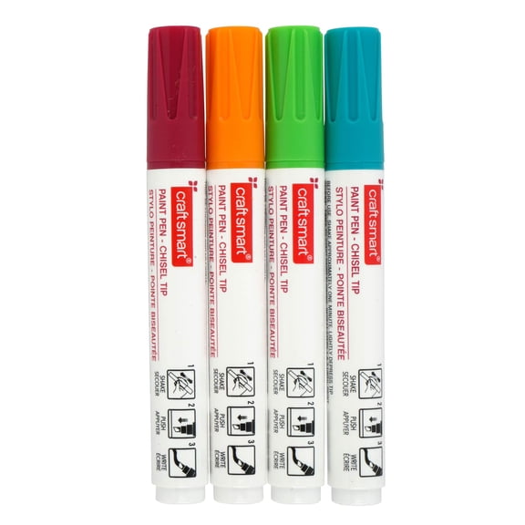Make Market Craft Smart Brights Paint Pens, Oil-Based Multi-Surface Markers with Chisel Tip, Assorted Colors, 6 Pack (24 Total)