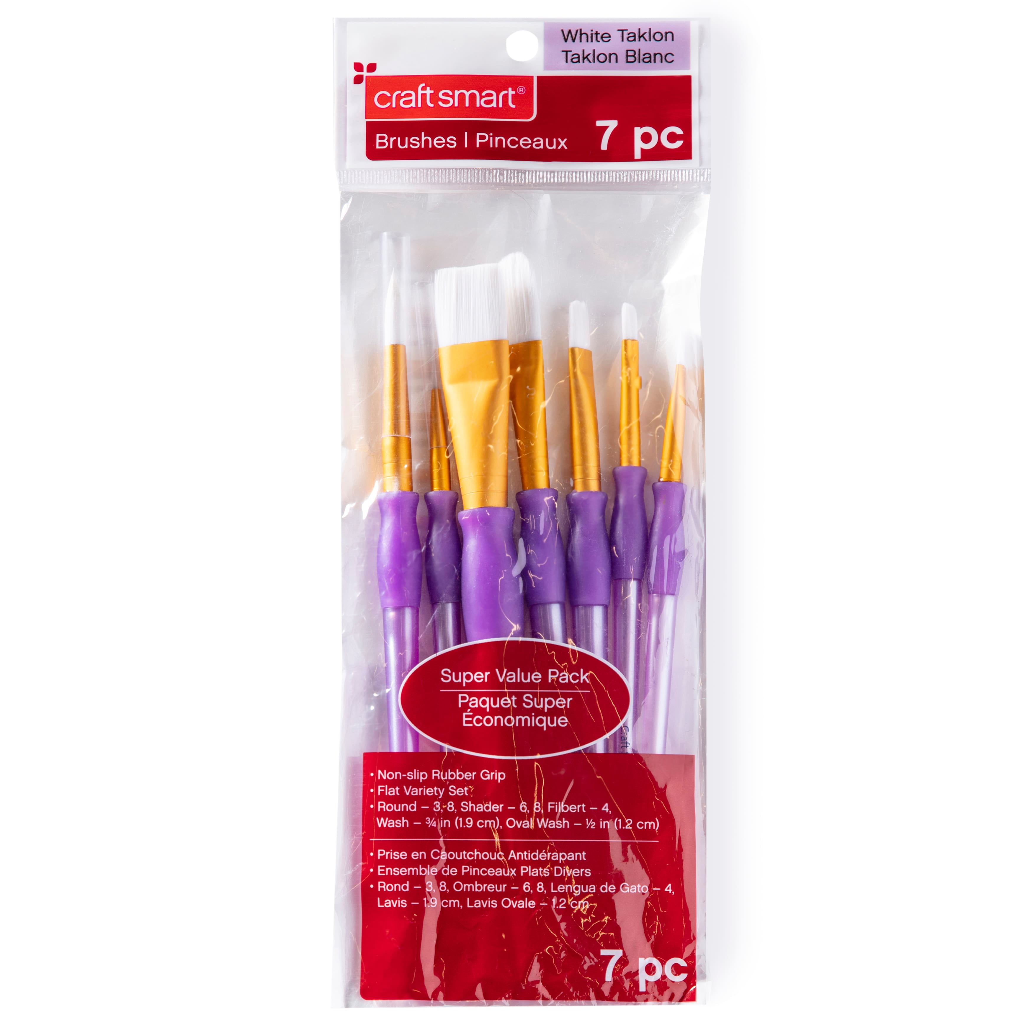 School Smart Watercolor Paint Brushes, Long Handle, Size 6, Set of 12