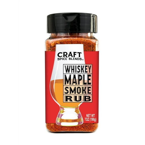 Craft Spice Blends Whiskey Maple Smoke Rub | All Purpose Rub/Seasoning | Smokehouse Specialty Rub - Dry Rub for Smoking, Grilling, Roasting | Great on Beef, Pork, Chicken, Salmon - 7.8oz