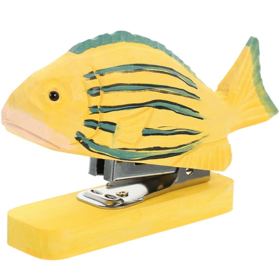 Toyandona Funny Animal Stapler Yellow Wood 1Pcs