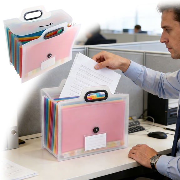 Craft Stationery 13 Pocket Expanding File Folder With Handle Portable Accordion Organizer for A4 Paper Storage at Home and School