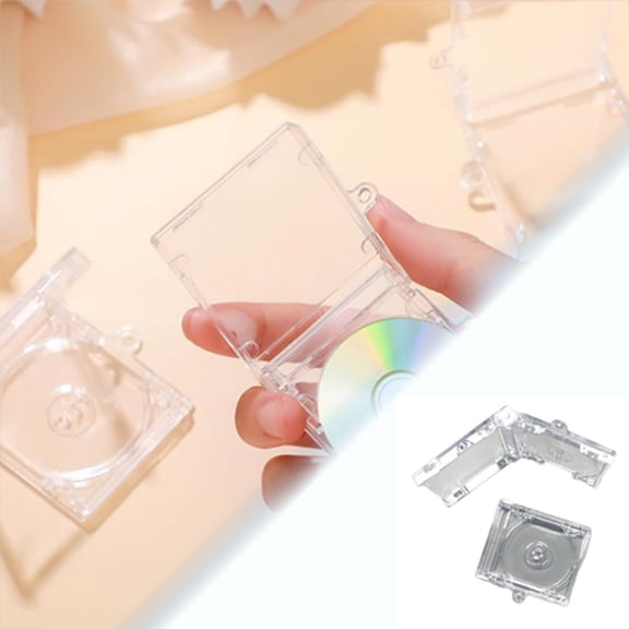 Craft Stationery Clear DVD Album Keychain Holder for DIY Music Display and Compact Disc Pendant