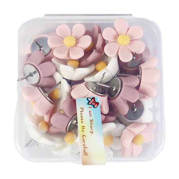 Craft Stationery Flower Cork Board Push Pins for Display and Organization Decorative Floral Thumbtack for Notices Photos Posters and Bulletin Boards,7.5 cm×2.5 cm×7.5 cm,Pink C