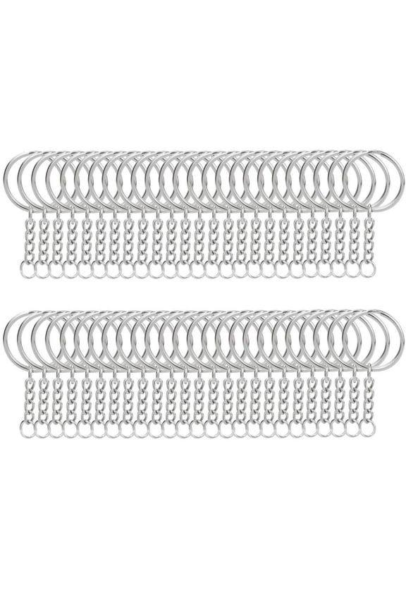&Craft&Stationery Metal Split Keychain Ring Parts Set for DIY Key Rings with Open Jump Rings and Connectors 50 Chains Versatile Crafting Accessories to Create Custom Key Holders