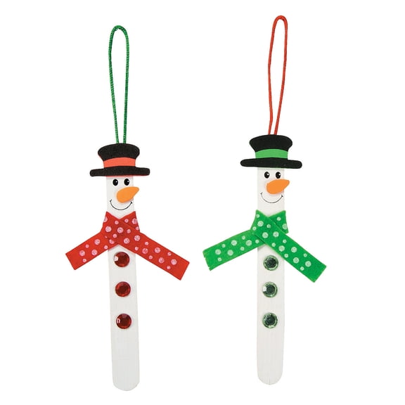 Craft Stick Snowman Ornament Craft Kit, Makes 12, Craft Kits, Winter, 12 Pieces