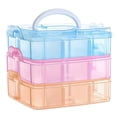 thumbnail image 1 of Craft Storage Box, Casewin Compartments Divider Organizer, 3 Layers 18 Compartments Transparent Detachable Storage Box with Handle for Crafts, Jewelry, Toy, Sewing Accessories (Mixed Color), 1 of 6