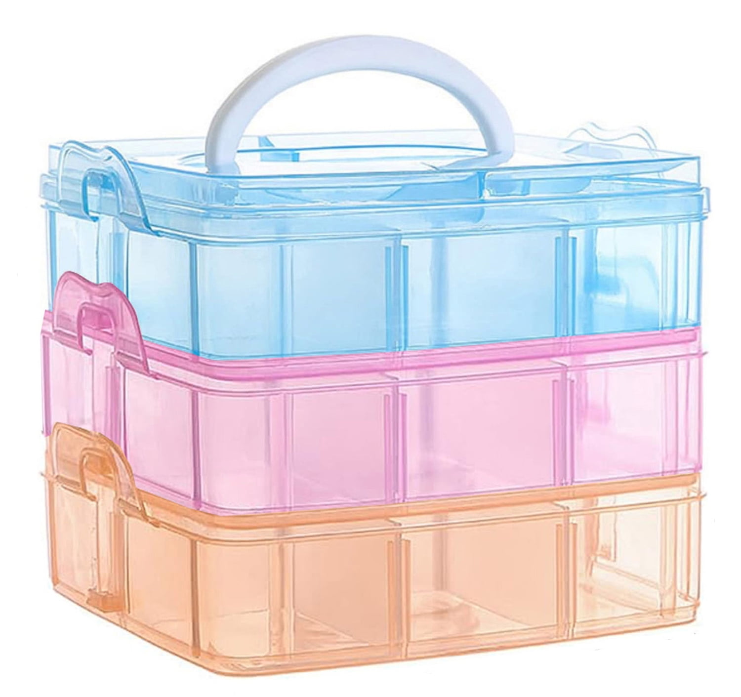 Casewin 3-Layer Craft Storage Box, 18-Compartment Organizer for Arts ...