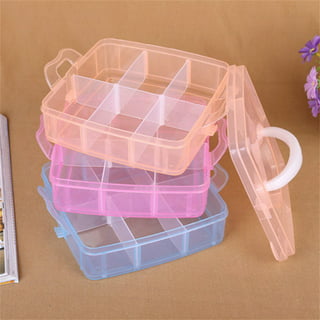 3-Tier Transparent Stackable Adjustable Compartment Slot Plastic Craft  Storage Box Organizer ,Sewing Box,Snap-lock Tray Container for Organizing  Art
