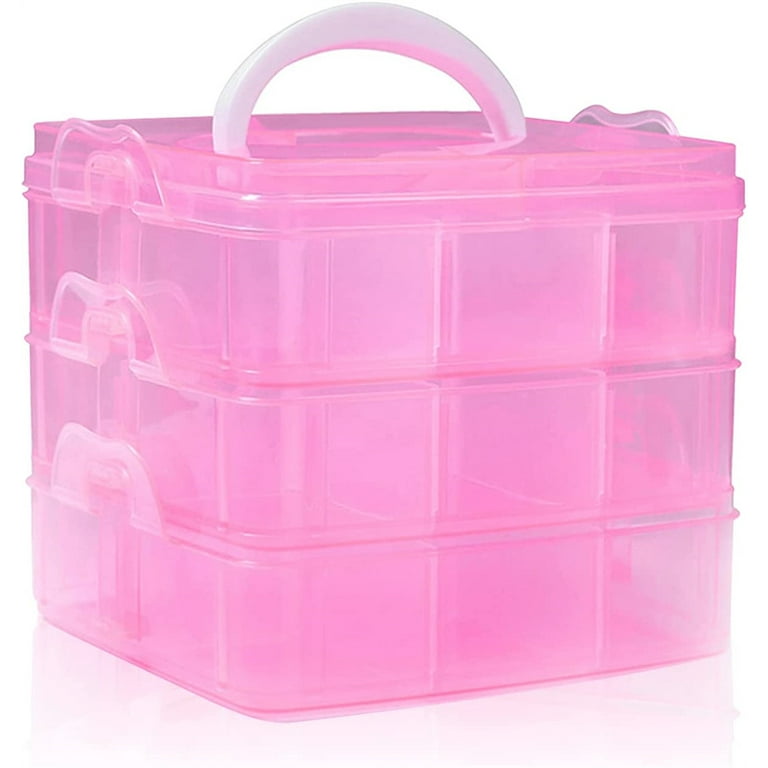 Storage box, 3 Compartments, Pink 