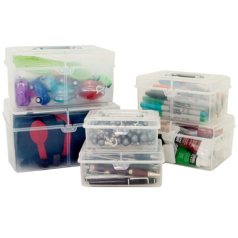 Craft Storage Organizer Containers with Handle - Set of 6 PCS Craft Bead  School Supply Sewing Art Organizer Containers