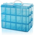 thumbnail image 1 of Craft Storage Organizer,Sewing Box,3-Tier Plastic Organizer Box with Dividers, Storage Containers with 30 Compartments(Adjustable) for Organizing Art Supplies, Fuse Beads, Jewelry,Tool,Kids Toy,Blue, 1 of 8