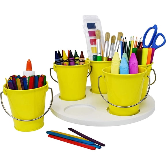 Craft Storage Turntable by Modern Retro - The Lazy Susan Art Craft Organizer Storage Bins - Organizers & Storage Containers for Crafts, Scissors, Kids Crayon Organizer Caddy! (Sunshine Yellow)