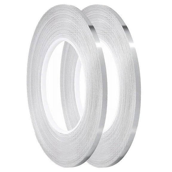 Craft Stripe Tape,Self-Adhesive Pinstripe Tape,Gift Wrapping, Decorating Walls, 2Rolls,1/5Inx55Yd Each (Silver)