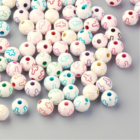 Craft Style Acrylic Beads Round with Mixed Color 8mm Hole: 2mm 1800pcs/500g