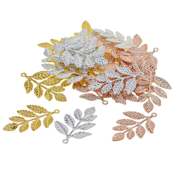 Craft Supplies 30Pcs Tree Leaves Pendants Beads Charms Pendants for Crafting, Jewelry Findings Making Accessory DIY Necklace Bracelet (Leaf Charms)