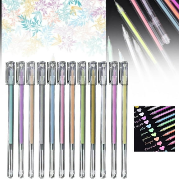Craft Supplies,Highlight Color Pen 0.5 Mm Extra Point Pens Gel Ink Pens For Drawing Sketching Illustration Adult Coloring Journaling Set Of 12pcs 1ml