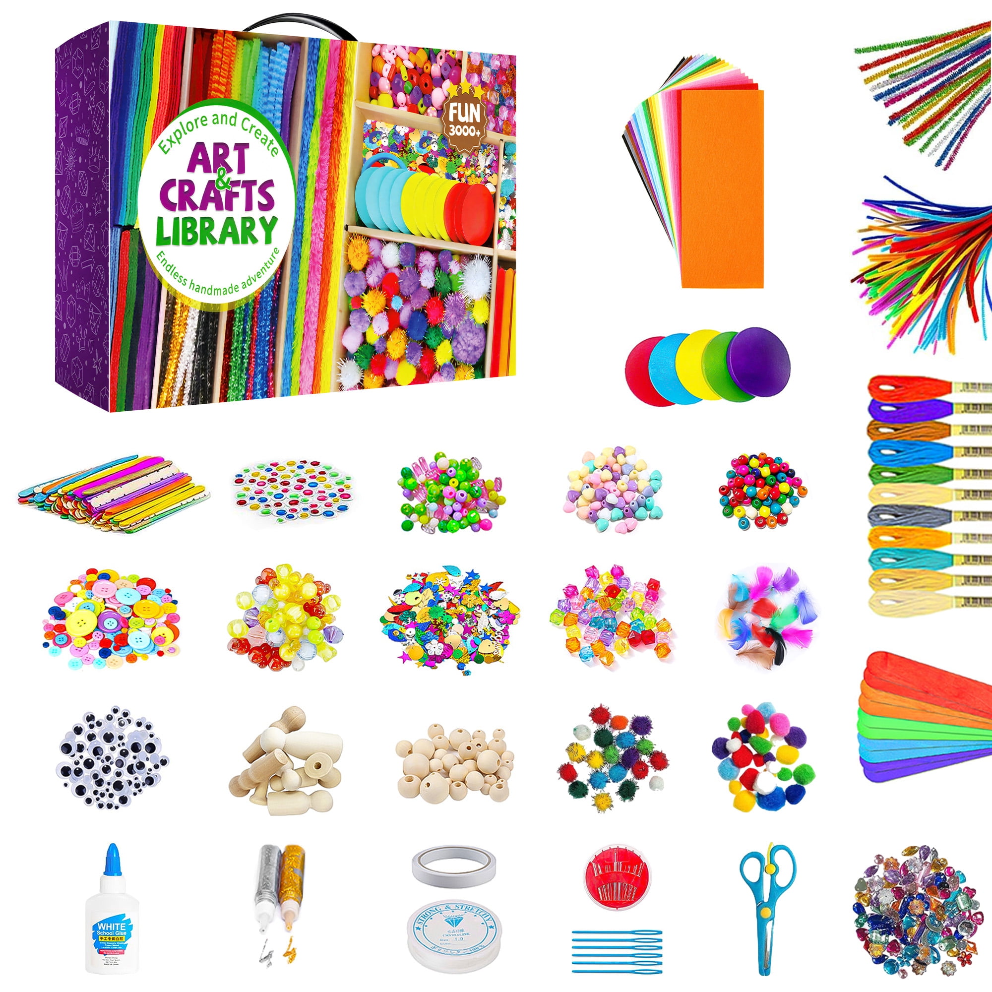 Arts & Crafts Supplies Kits & Materials Set for Kids, 3000+Pcs Arts and Crafts Supplies for Kids, DIY School Supplies Set for Girls Boys