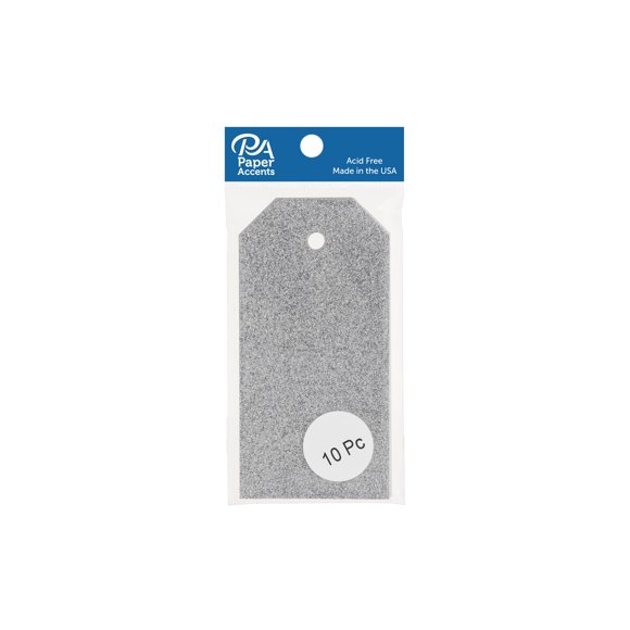 Craft Tags 2.125x4.25 10pc Glitter Silver