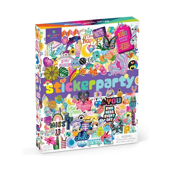 Craft-Tastic Sticker Party Removable Sticker Set for Kids, Fun DIY Creative Craft Kit with Colorful Stickers for Scrapbooking, Arts & Crafts, and Party Activities