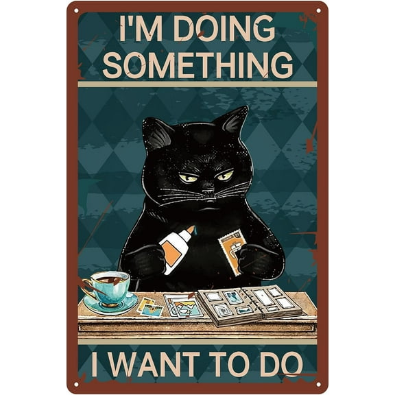 Craft Tin Sign Black Cat Metal Signs Vintage Plaques Gallery Wall Signs Retro Posters Art Print Decor Hanging Iron Painting with Quotes