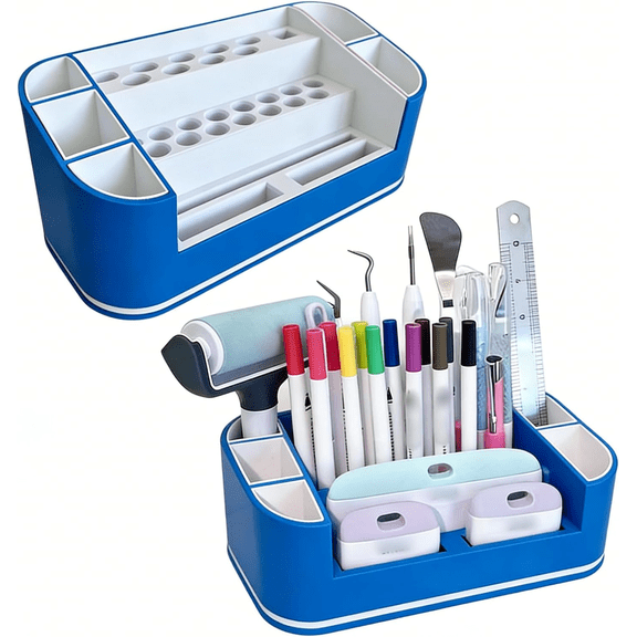 Craft Tool Organizer for Cricut Maker Pens Scissors Weeding Tools Compact Portable Storage Box (Blue, B)