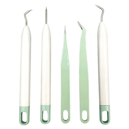 Craft Vinyl Weeding Tools, KingFinger Basic Tools Weeder Tweezers Kit with Felt Bag, 5pcs Mint