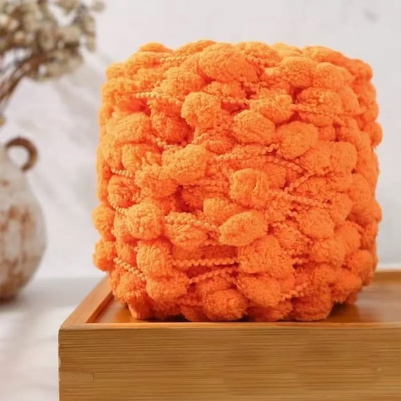 Craft Yarn, Bulky Pom Pom Bubble 100g, Orange Soft Fluffy Knitting Yarn for Crochet Blanket Cushion Scarf DIY