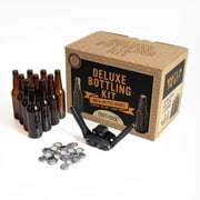 Craft a Brew Homebrew Bottling Kit Bottle Capper, 10 Amber 12oz Glass Bottles, 30+ Caps