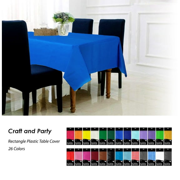 Craft and Party- 4 Packs of Heavy Duty Premium Plastic Tablecloth Resuable Round|Rectangular